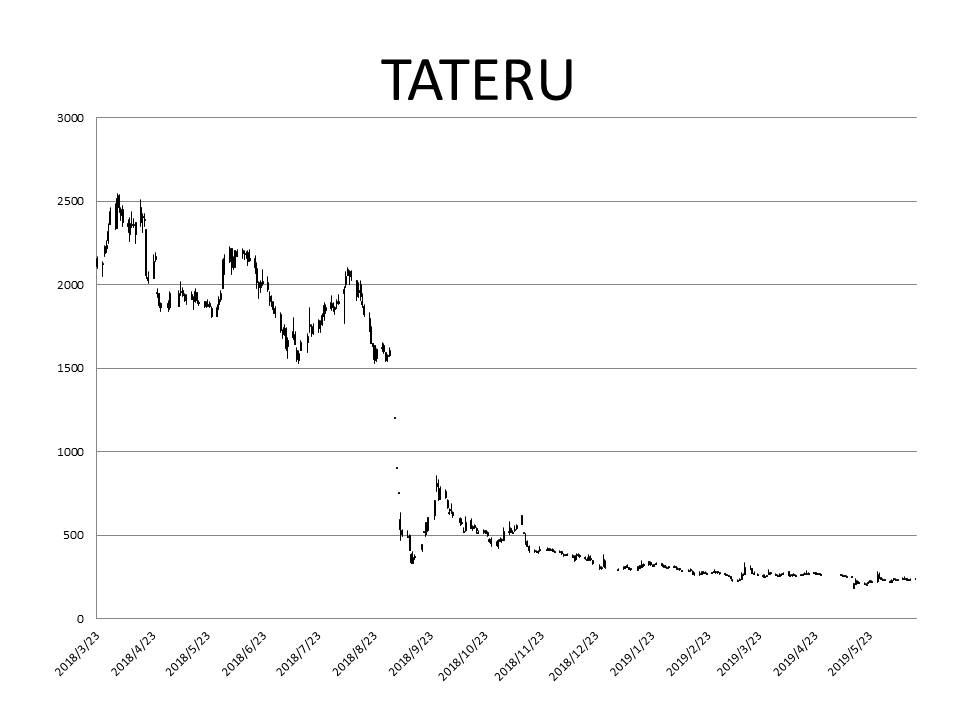 TATERUに業務停止命令　株価はさらに下落 1